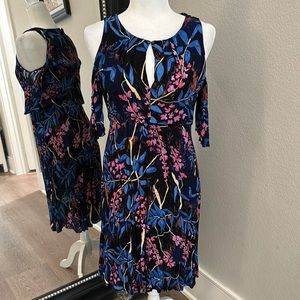 Anthropologie Maeve Cold Shoulder Midi Dress Zipper Back Fully Lined Size 8